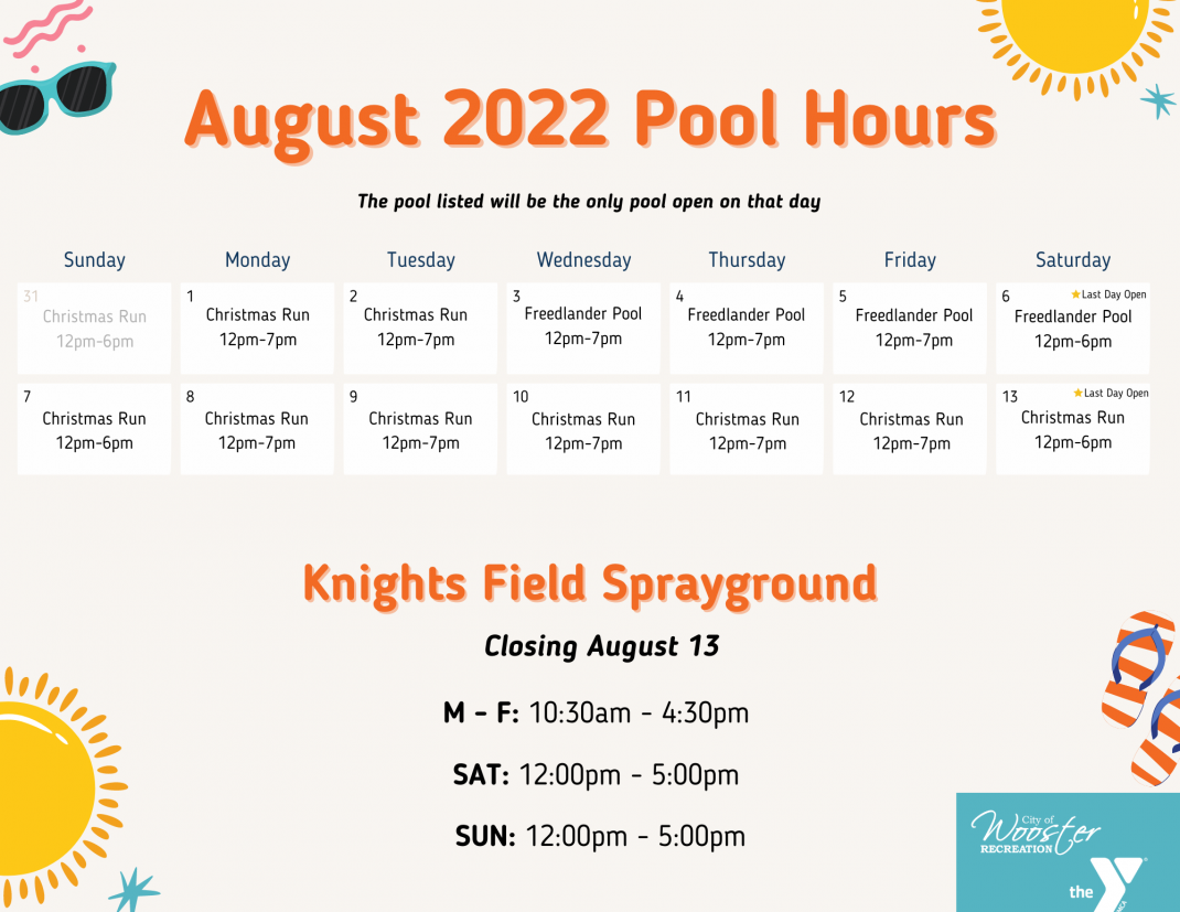 August 2022 Pool Hours