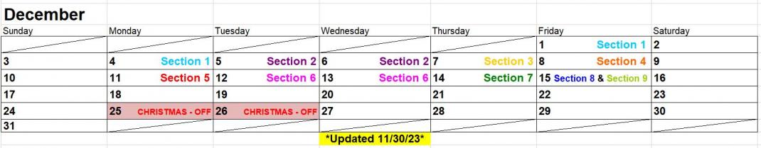 Revised Leaf Collection Schedule 11/30/23